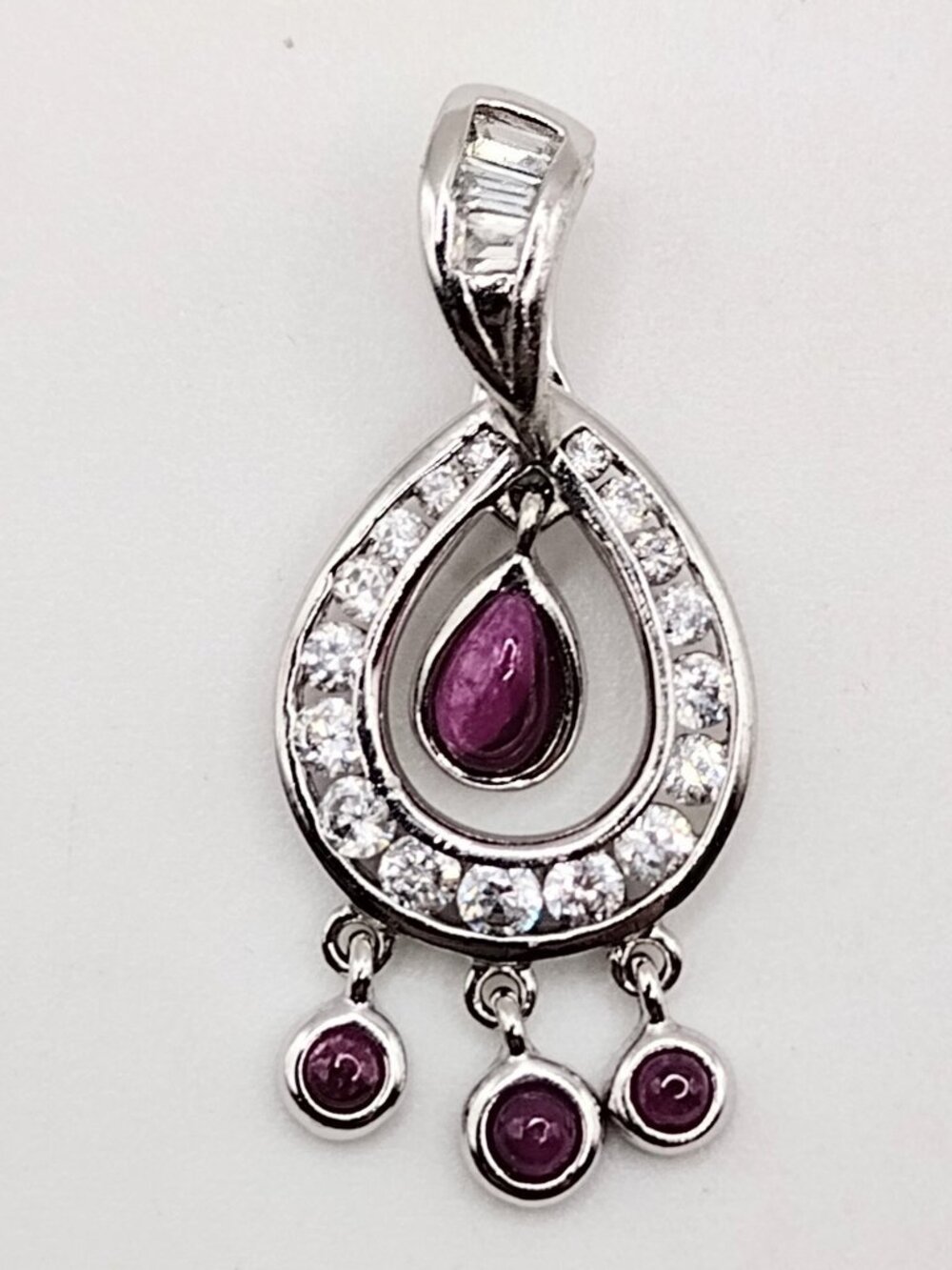 Ross Simons Ruby Chandelier-Style Dangle Pendant Multi Stone 925 Silver 4.3G